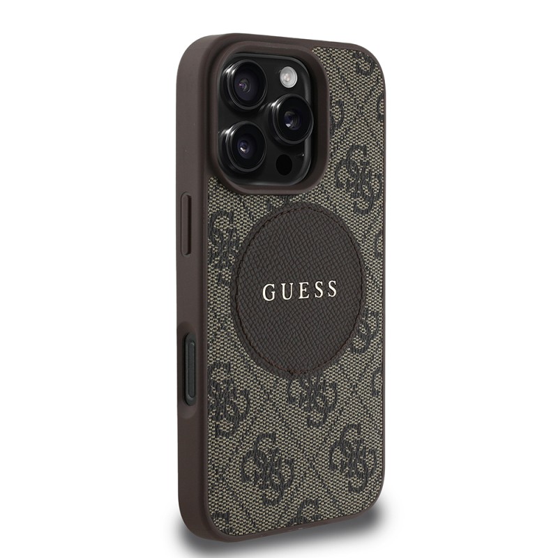 Apple iPhone 16 Pro Kılıf Guess Orjinal Lisanslı M-safe Şarj Özellikli Yazı Logolu Circle Classic Kapak - 13