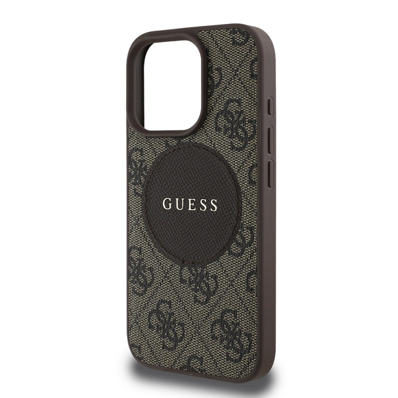 Apple iPhone 16 Pro Kılıf Guess Orjinal Lisanslı M-safe Şarj Özellikli Yazı Logolu Circle Classic Kapak - 14