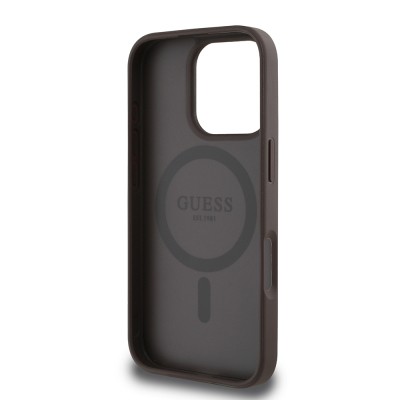 Apple iPhone 16 Pro Kılıf Guess Orjinal Lisanslı M-safe Şarj Özellikli Yazı Logolu Circle Classic Kapak - 15