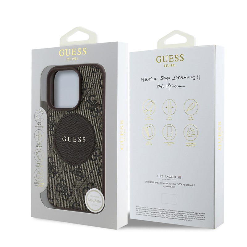 Apple iPhone 16 Pro Kılıf Guess Orjinal Lisanslı M-safe Şarj Özellikli Yazı Logolu Circle Classic Kapak - 18