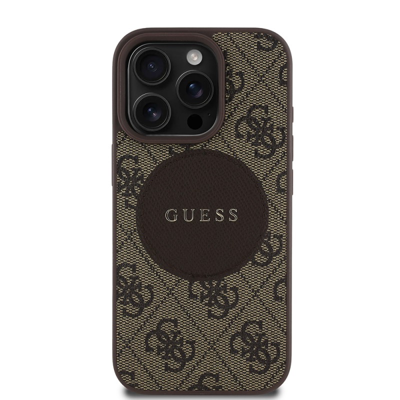 Apple iPhone 16 Pro Kılıf Guess Orjinal Lisanslı M-safe Şarj Özellikli Yazı Logolu Circle Classic Kapak - 3