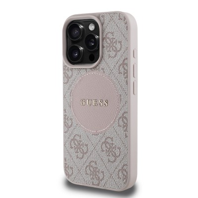 Apple iPhone 16 Pro Kılıf Guess Orjinal Lisanslı M-safe Şarj Özellikli Yazı Logolu Circle Classic Kapak - 19
