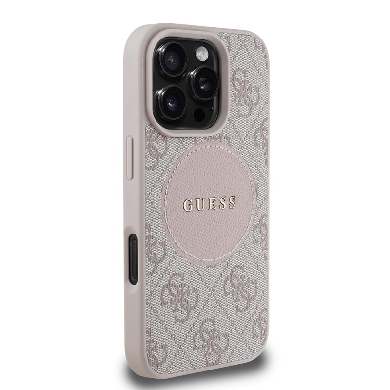 Apple iPhone 16 Pro Kılıf Guess Orjinal Lisanslı M-safe Şarj Özellikli Yazı Logolu Circle Classic Kapak - 20