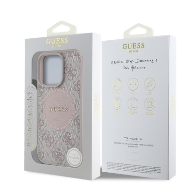 Apple iPhone 16 Pro Kılıf Guess Orjinal Lisanslı M-safe Şarj Özellikli Yazı Logolu Circle Classic Kapak - 25