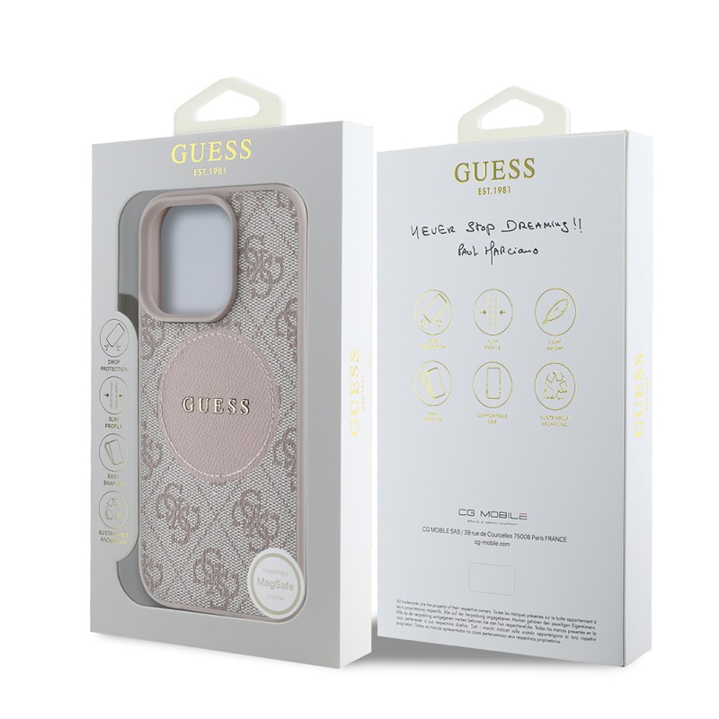 Apple iPhone 16 Pro Kılıf Guess Orjinal Lisanslı M-safe Şarj Özellikli Yazı Logolu Circle Classic Kapak - 25
