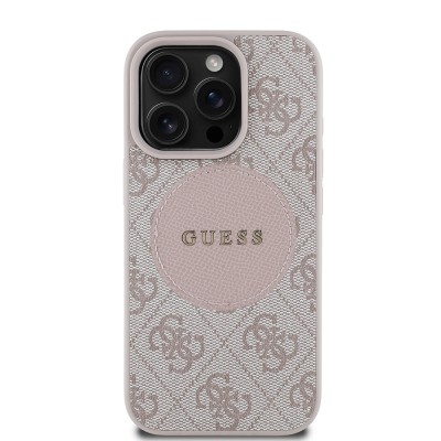 Apple iPhone 16 Pro Kılıf Guess Orjinal Lisanslı M-safe Şarj Özellikli Yazı Logolu Circle Classic Kapak - 4