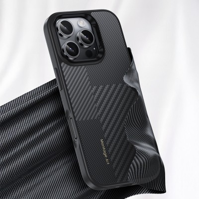 Apple iPhone 16 Pro Kılıf Karbon Fiber M-safe Şarj Özellikli Kamera Kontrol Butonlu Benks Hybrid ArmorPro Montage Kevlar Kapak - 9