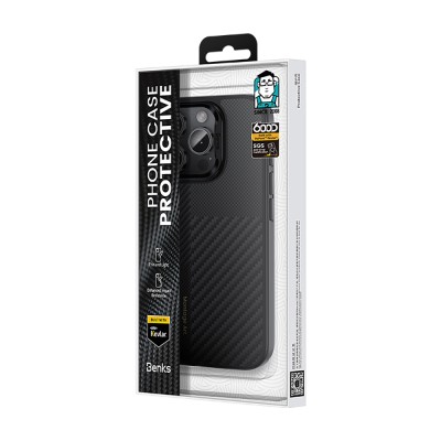 Apple iPhone 16 Pro Kılıf Karbon Fiber M-safe Şarj Özellikli Kamera Kontrol Butonlu Benks Hybrid ArmorPro Montage Kevlar Kapak - 14