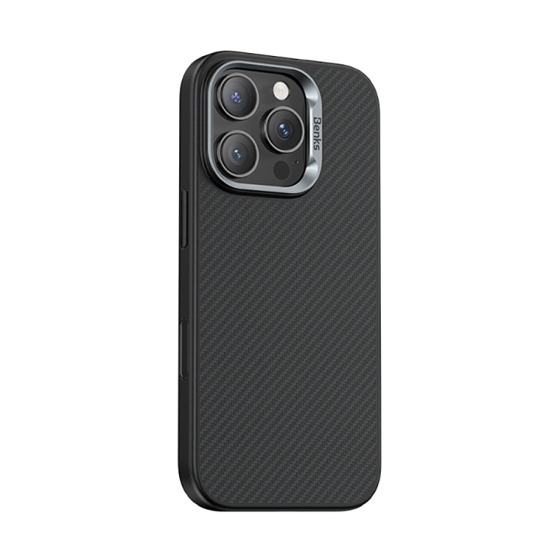 Apple iPhone 16 Pro Kılıf Karbon Fiber M-safe Şarj Özellikli Kamerra Kontrol Butonlu Benks Hybrid ArmorPro 600D Kevlar Kapak - 3