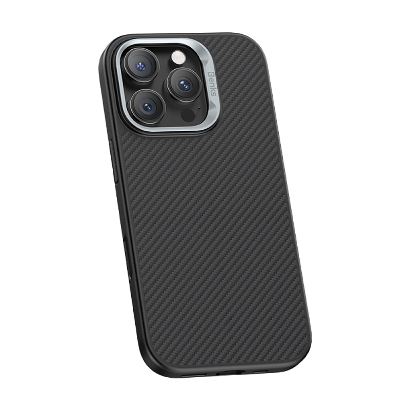 Apple iPhone 16 Pro Kılıf Karbon Fiber M-safe Şarj Özellikli Kamerra Kontrol Butonlu Benks Hybrid ArmorPro 600D Kevlar Kapak - 4
