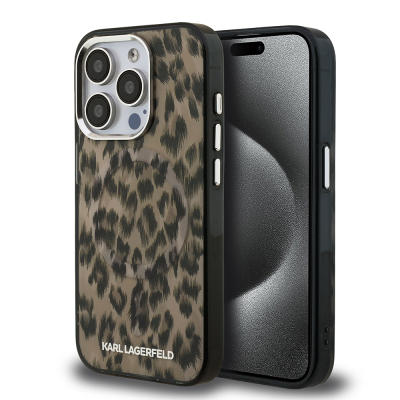 Apple iPhone 16 Pro Kılıf Karl Lagerfeld Orjinal Lisanslı IML Leopar Baskılı Kapak - Karl Lagerfeld