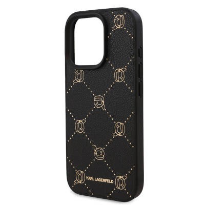 Apple iPhone 16 Pro Kılıf Karl Lagerfeld Orjinal Lisanslı M-safe Şarj Özellikli PU Deri Karl Heads Desenli Klasik Logolu Kapak - 6