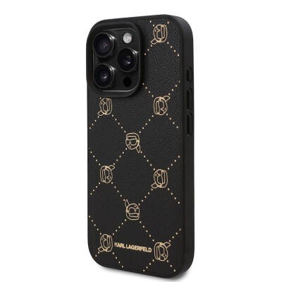 Apple iPhone 16 Pro Kılıf Karl Lagerfeld Orjinal Lisanslı M-safe Şarj Özellikli PU Deri Karl Heads Desenli Klasik Logolu Kapak - 2