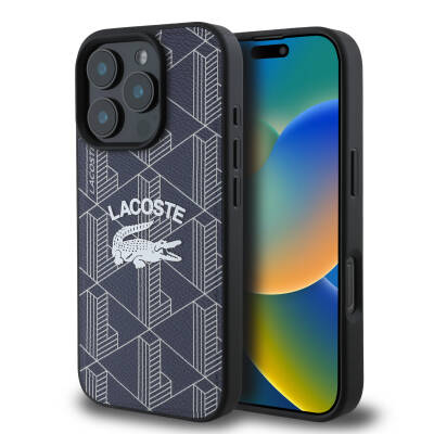 Apple iPhone 16 Pro Kılıf Lacoste Orjinal Lisanslı M-safe Şarj Özellikli Mono Vintage Logo Kapak - Lacoste