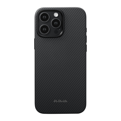 Apple iPhone 16 Pro Kılıf M-safe Şarj Özellikli Aramid Fiber Pitaka Military-Grade Classic Serisi New Logo Black-Grey Twill Kapak - Pitaka