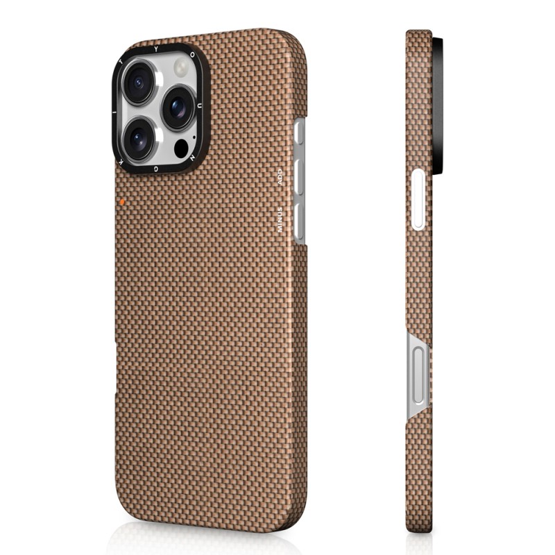 Apple iPhone 16 Pro Kılıf M-safe Şarj Özellikli Aramid Fiber Youngkit 1500D Extreme Wing Titanyum-Gold Serisi Kapak - 4