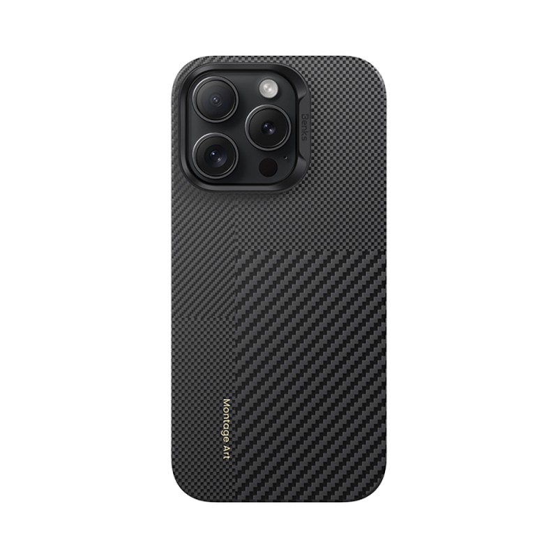 Apple iPhone 16 Pro Kılıf M-safe Şarj Özellikli Karbon Fiber Metal Kamera Çerçeveli Benks Montage ArmorAir Kevlar Kapak - 1