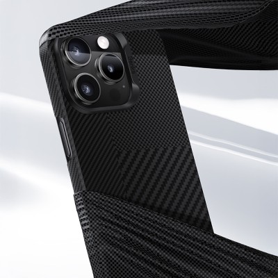 Apple iPhone 16 Pro Kılıf M-safe Şarj Özellikli Karbon Fiber Metal Kamera Çerçeveli Benks Montage ArmorAir Kevlar Kapak - 8