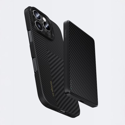 Apple iPhone 16 Pro Kılıf M-safe Şarj Özellikli Karbon Fiber Metal Kamera Çerçeveli Benks Montage ArmorAir Kevlar Kapak - 11