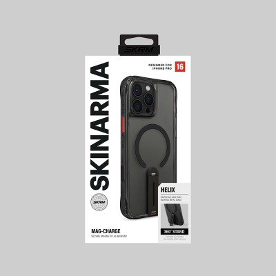 Apple iPhone 16 Pro Kılıf M-safe Şarj Özellikli 360 Derece Dönebilen Standlı Skinarma Helix Kapak - 17