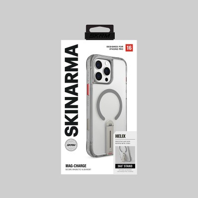 Apple iPhone 16 Pro Kılıf M-safe Şarj Özellikli 360 Derece Dönebilen Standlı Skinarma Helix Kapak - 19