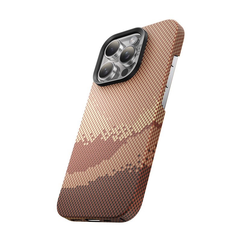 Apple iPhone 16 Pro Kılıf M-safe Şarj Özellikli Benks GoldenTide ArmorAir 600D Kevlar Karbon Kapak - 4