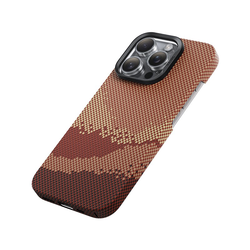 Apple iPhone 16 Pro Kılıf M-safe Şarj Özellikli Benks GoldenTide ArmorAir 600D Kevlar Karbon Kapak - 5