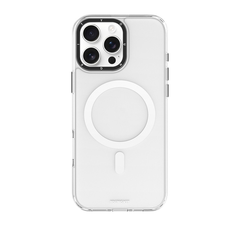 Apple iPhone 16 Pro Kılıf M-safe Şarj Özellikli Cam Arka Yüzey TPU Youngkit Gemstone Serisi Kapak - 1