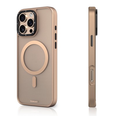 Apple iPhone 16 Pro Kılıf M-safe Şarj Özellikli Cam Arka Yüzey TPU Youngkit Gemstone Serisi Kapak - 6