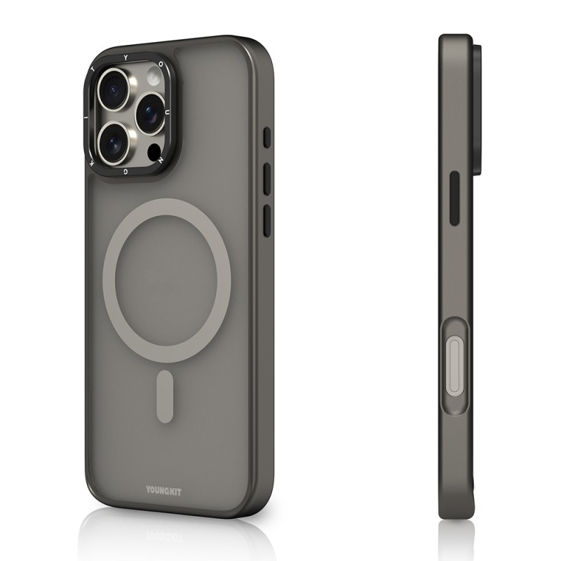 Apple iPhone 16 Pro Kılıf M-safe Şarj Özellikli Cam Arka Yüzey TPU Youngkit Gemstone Serisi Kapak - 8