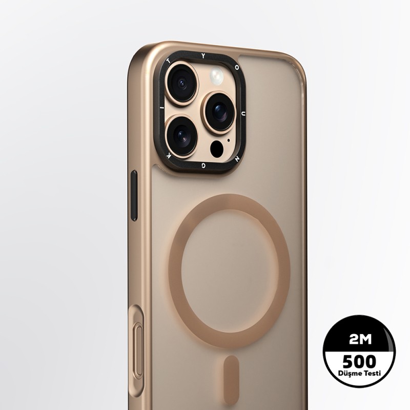 Apple iPhone 16 Pro Kılıf M-safe Şarj Özellikli Cam Arka Yüzey TPU Youngkit Gemstone Serisi Kapak - 13
