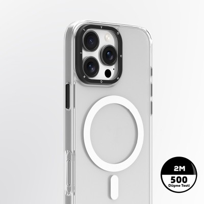Apple iPhone 16 Pro Kılıf M-safe Şarj Özellikli Cam Arka Yüzey TPU Youngkit Gemstone Serisi Kapak - 14
