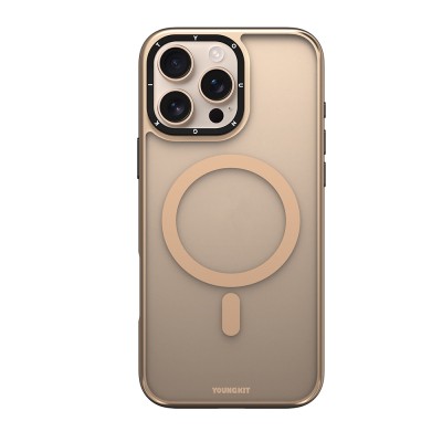 Apple iPhone 16 Pro Kılıf M-safe Şarj Özellikli Cam Arka Yüzey TPU Youngkit Gemstone Serisi Kapak - 3