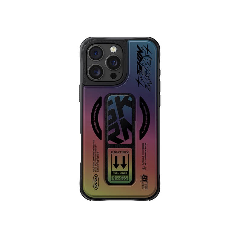 Apple iPhone 16 Pro Kılıf M-safe Şarj Özellikli Holografik Tasarımlı Standlı Deri Görünümlü Skinarma Kira Kobai Kapak - 3