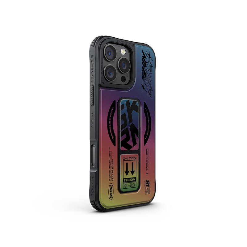 Apple iPhone 16 Pro Kılıf M-safe Şarj Özellikli Holografik Tasarımlı Standlı Deri Görünümlü Skinarma Kira Kobai Kapak - 1