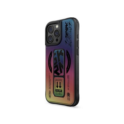 Apple iPhone 16 Pro Kılıf M-safe Şarj Özellikli Holografik Tasarımlı Standlı Deri Görünümlü Skinarma Kira Kobai Kapak - 5