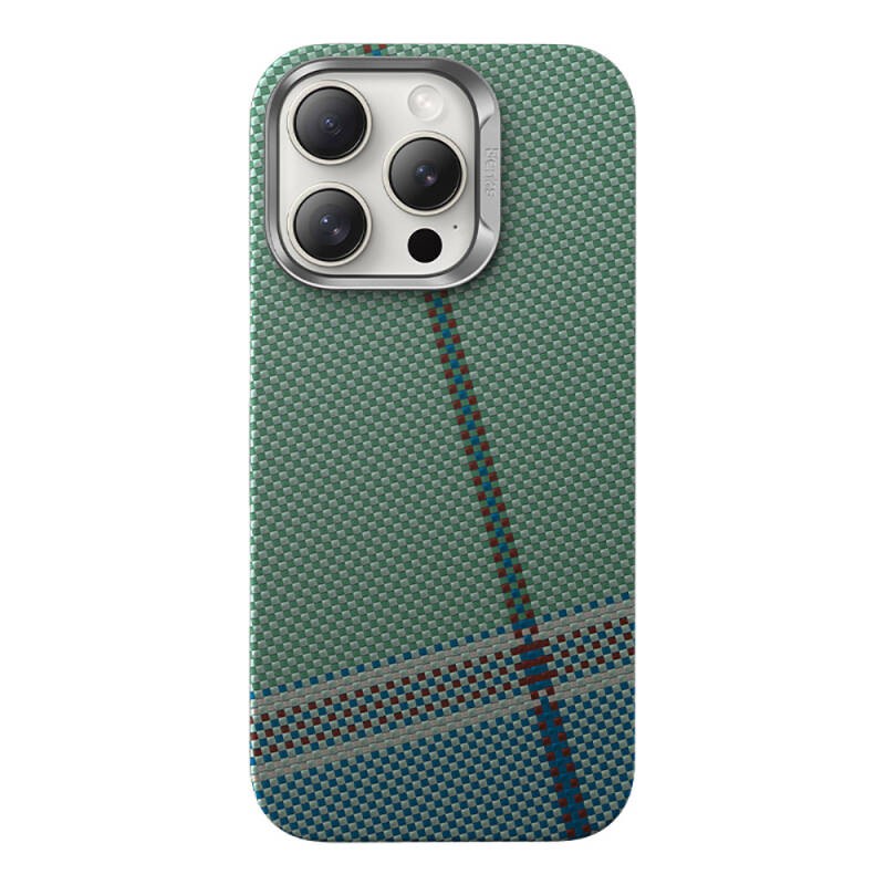 Apple iPhone 16 Pro Kılıf M-safe Şarj Özellikli Karbon Fiber Tasarımlı Benks Passion Green ArmorAir Kevlar Kapak - 2