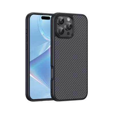 Apple iPhone 16 Pro Kılıf M-safe Şarj Özellikli Karbon Fiber Tasarımlı Zore Elnino Kapak - Zore