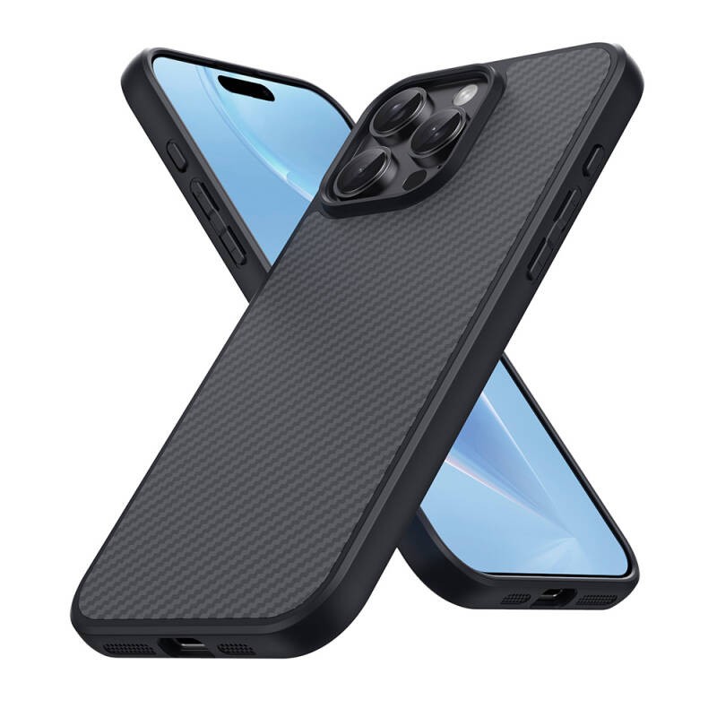 Apple iPhone 16 Pro Kılıf M-safe Şarj Özellikli Karbon Fiber Tasarımlı Zore Elnino Kapak - 4