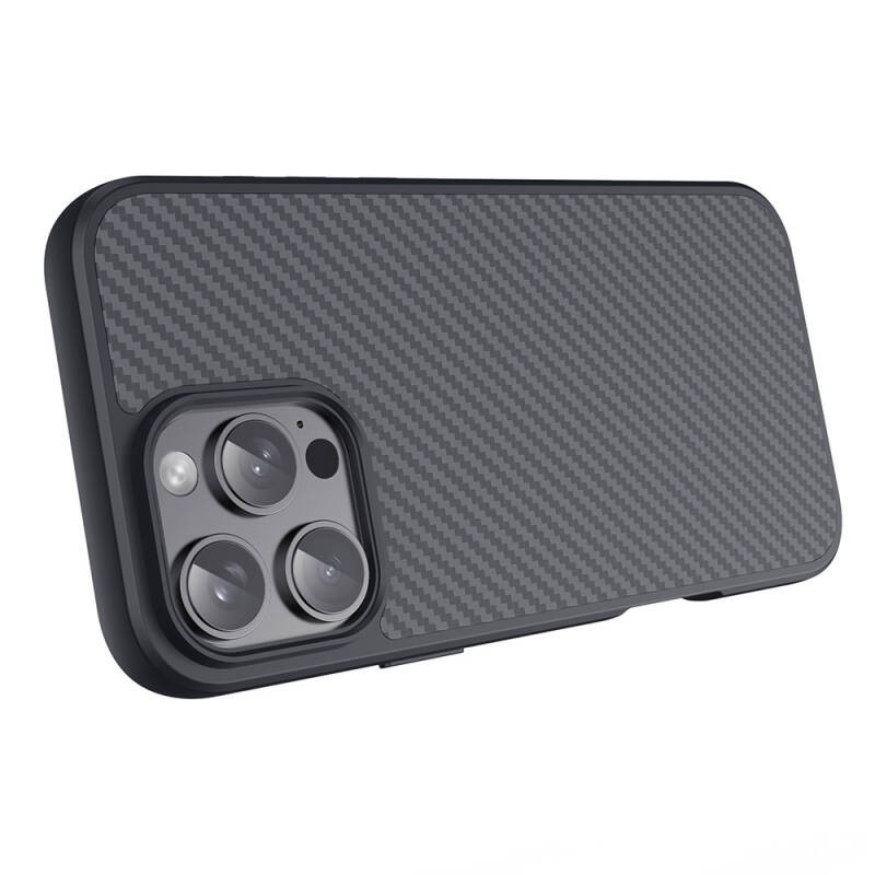 Apple iPhone 16 Pro Kılıf M-safe Şarj Özellikli Karbon Fiber Tasarımlı Zore Elnino Kapak - 6
