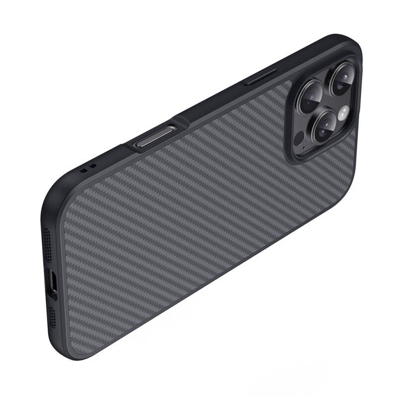 Apple iPhone 16 Pro Kılıf M-safe Şarj Özellikli Karbon Fiber Tasarımlı Zore Elnino Kapak - 8