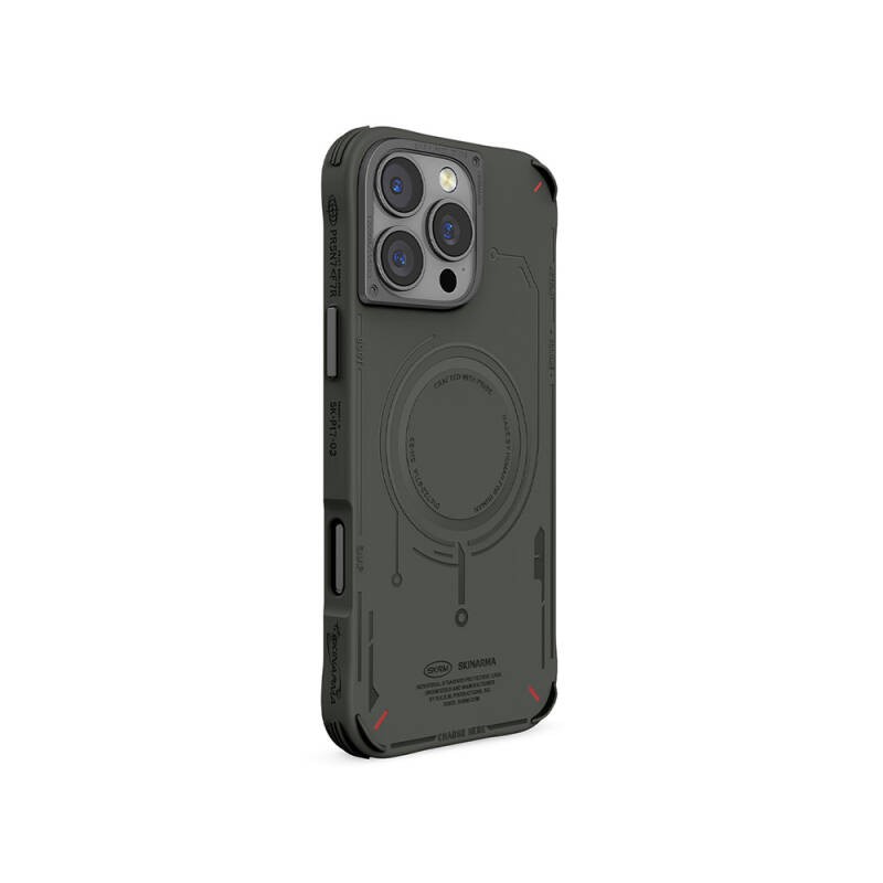 Apple iPhone 16 Pro Kılıf M-safe Şarj Özellikli Metal Kamera Çerçeveli Skinarma Mecha Serisi Kapak - 6