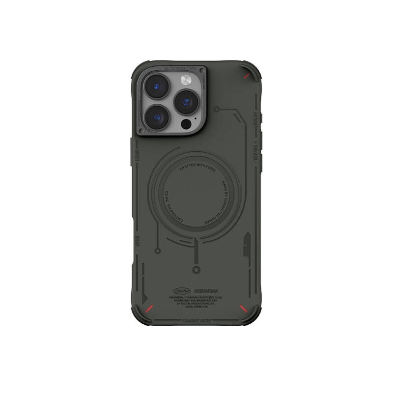 Apple iPhone 16 Pro Kılıf M-safe Şarj Özellikli Metal Kamera Çerçeveli Skinarma Mecha Serisi Kapak - 1