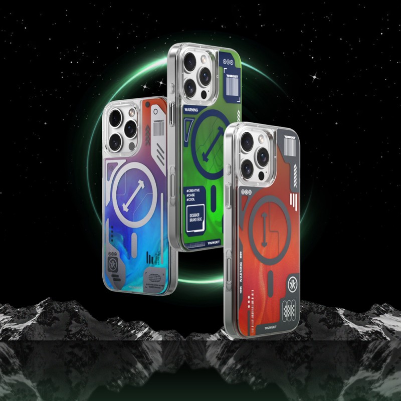 Apple iPhone 16 Pro Kılıf M-safe Şarj Özellikli Parlak Kumlu Sıvılı Tasarımlı Galaxy Fantasy Serisi Kapak - 18