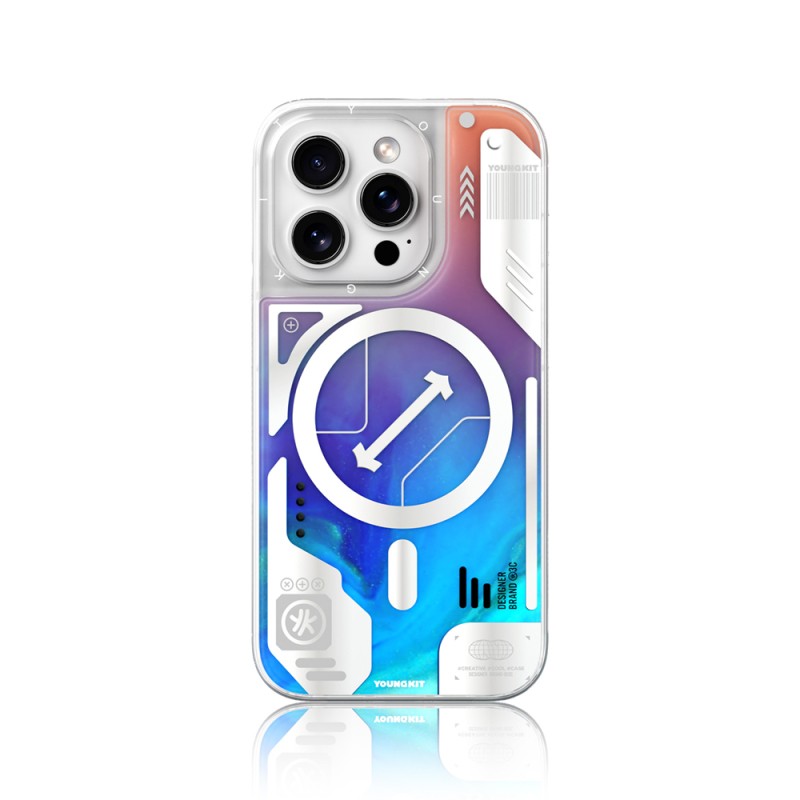 Apple iPhone 16 Pro Kılıf M-safe Şarj Özellikli Parlak Kumlu Sıvılı Tasarımlı Galaxy Fantasy Serisi Kapak - 17