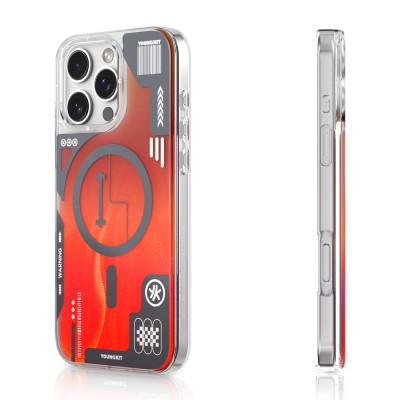 Apple iPhone 16 Pro Kılıf M-safe Şarj Özellikli Parlak Kumlu Sıvılı Tasarımlı Galaxy Fantasy Serisi Kapak - 2