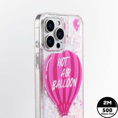 Apple iPhone 16 Pro Kılıf M-safe Şarj Özellikli Parlak Kumlu Sıvılı Youngkit Pink Dream Quicksand Serisi Kapak - 10