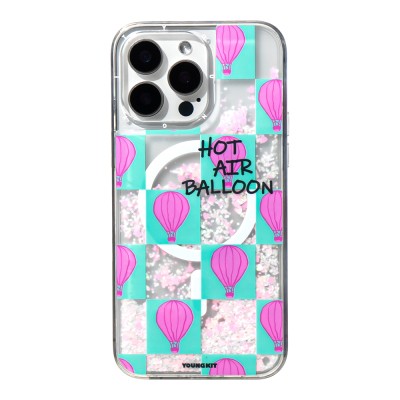 Apple iPhone 16 Pro Kılıf M-safe Şarj Özellikli Parlak Kumlu Sıvılı Youngkit Pink Dream Quicksand Serisi Kapak - 5