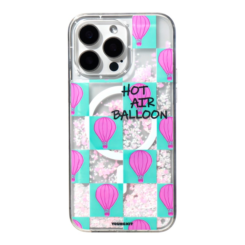 Apple iPhone 16 Pro Kılıf M-safe Şarj Özellikli Parlak Kumlu Sıvılı Youngkit Pink Dream Quicksand Serisi Kapak - 5