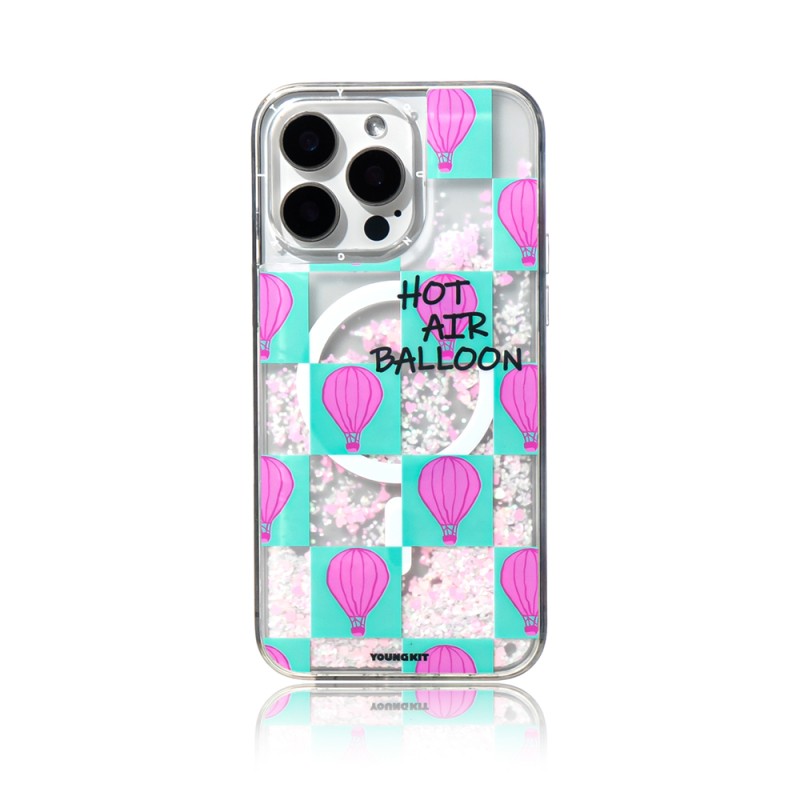Apple iPhone 16 Pro Kılıf M-safe Şarj Özellikli Parlak Kumlu Sıvılı Youngkit Pink Dream Quicksand Serisi Kapak - 6